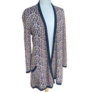 Soft Surroundings City of Light Leopard Print Longline Mobwife Duster Cardigan-S